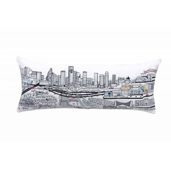35" White Houston Daylight Skyline Lumbar Decorative Pillow