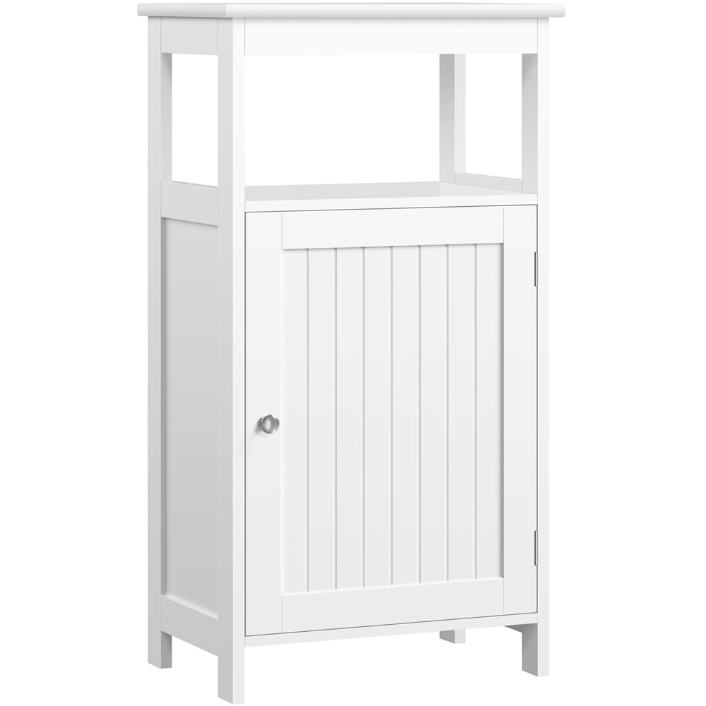 Yaheetech 4-Tier Bathroom Floor Cabinet with Single Door & Adjustable Shelf, White