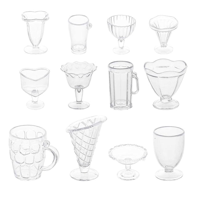 Tazas de te YONGSHENG 12 unids/set Mini taza de plástico accesorios DIY llavero colgante