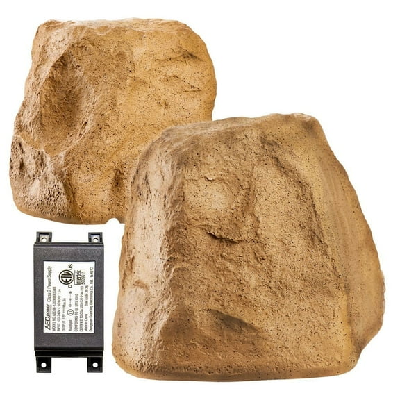 OSD Audio BTR150 5.25" Bluetooth Outdoor Rock Speaker Pair, 120W, Weather Resistant, Sandstone Canyon Brown