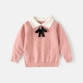 thumbnail image 5 of Jalioing Girls Sweaters Fall Winter Collared Patchwork Sweater Tops Fashion Thermal Cable Knit Pullover 2-10 Years, 5 of 7