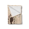 thumbnail image 2 of Wedding Soft Flannel Fleece Throw Blanket, Vintage Silhouette Frames Married Couple French Style Design Happiness, Cozy Plush for Indoor and Outdoor Use, 50" x 70", Pale Pink Dark Brown, by Ambesonne, 2 of 6