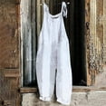 thumbnail image 2 of QATAINLAV Womens Casual Sleeveless Jumpsuits Loose Linen Adjustable Strap Romper Wide Leg Solid Color Long Pants Overalls 2024 Summer Playsuits, White, L, 2 of 6