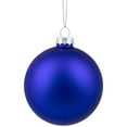 thumbnail image 5 of Northlight Shiny and Matte Glass Ball Christmas Ornaments - 3.25" (80mm) - Royal Blue  - 6ct, 5 of 8