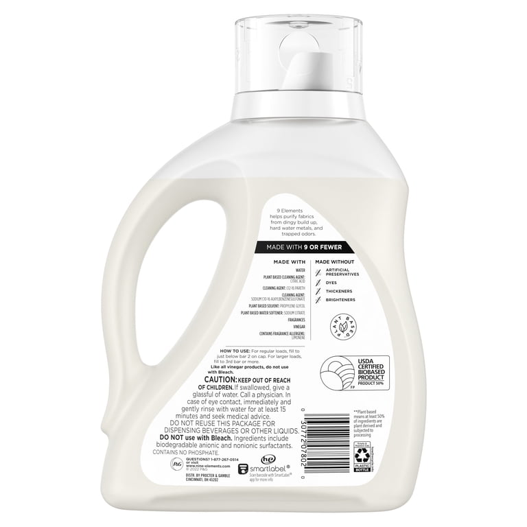 9 Elements Natural Laundry Detergent Liquid, Lavender, Vinegar