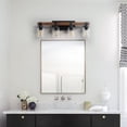 thumbnail image 3 of 27" Rustic 4-Light Vanity Light, Industrial Bathroom Wall Sconce with Glass Shades and Wood Accent, Modern Farmhouse Lighting Fixture (No Bulbs), 3 of 6