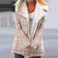 thumbnail image 2 of Fashion Winter Warm Caots for Womens Plus Size Zip Up Plaid Printed Fashionable Long Sleeved Pocket Composite Plush Button Coat, 2 of 5