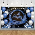 thumbnail image 4 of Blue and Black Happy Birthday Backdrop Balloons Fireworks Gifts Happy Birthday Photography Background Sign Wallpaper Men Boy Birthday Party Cake Table Decoration Banner Supplies, 4 of 6