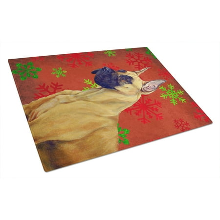 

Carolines Treasures LH9310LCB Great Dane Red and Green Snowflakes Holiday Christmas Glass Cutting Board Large 12H x