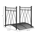 thumbnail image 2 of 40.25"x30.75"x32" Garden Bridge, Black Steel, Curved Frame with Side Rails & Vintage Vine Patterns, 2 of 7