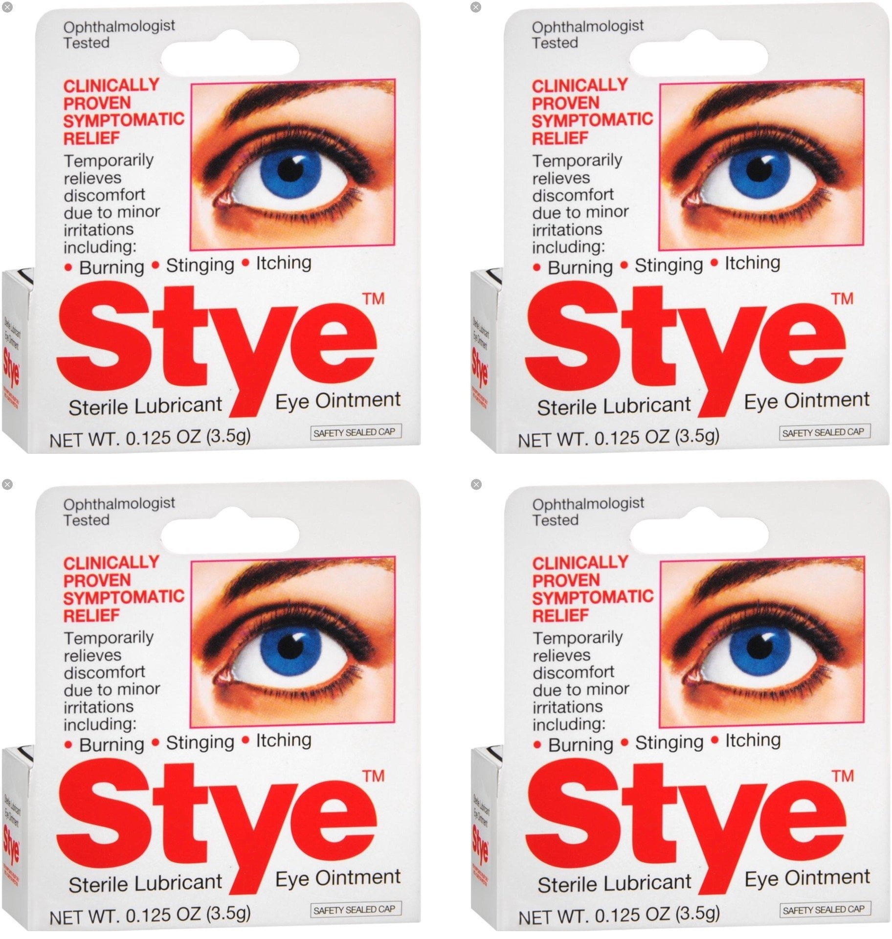 Stye Sterile Lubricant Eye Ointment, 0.125 Oz, 4Pack