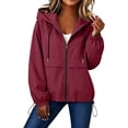 thumbnail image 3 of Ihhxva Jacket for Women Hooded Windbreaker with Drawstring Zip-Up Outerwear, Lightweight Rain Coat Pockets Outdoor Activities S-2XL, 3 of 9
