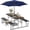 Black, variant on PEXMOR Folding Table and Bench Set, Portable Outdoor Picnic Dining Tableset, Wood Grain Plastic Top & Sturdy Metal Frame for Camping