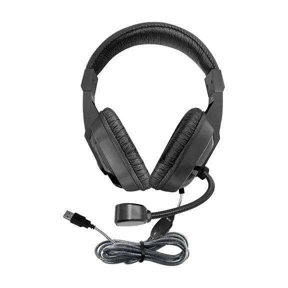 HamiltonBuhl WorkSmart Plus Deluxe Headset - USB with Boom gooseneck microphone, padded headband Leatherette ear cushions