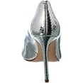 thumbnail image 4 of Schutz Lou Metallic Silver Snake-Embossed Slip On Pointed Toe High Heel Pumps (Silver, 8.5), 4 of 5