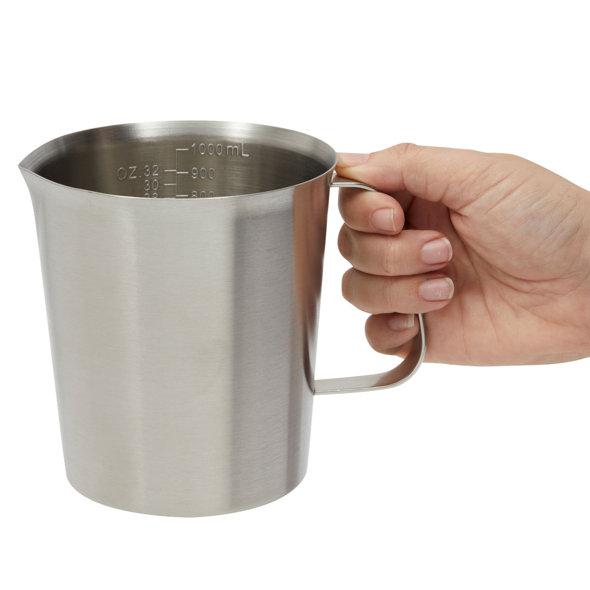 Measuring Cup, Newness Stainless Steel Measuring Cup with Marking with  Handle, 32 Ounces (1.0 Liter, 4 Cup)