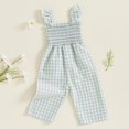 thumbnail image 3 of HWJAD Toddler Baby Girls Ruffle Sleeveless Smocked Romper One Piece Gingham Jumpsuit Summer Outfits Clothes, 3 of 7