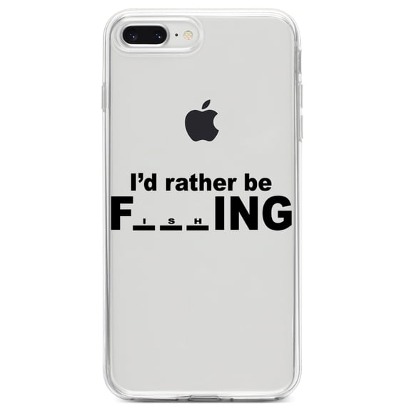 DistinctInk Clear Shockproof Hybrid Case for iPhone 7 PLUS / 8 PLUS (5.5" Screen) TPU Bumper Acrylic Back Tempered Glass Screen Protector - I'd Rather Be Fishing