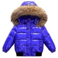 thumbnail image 2 of Otqutp Kids Metallic Puffer Jacket Windproof Freezer Suits Fleece Hooded Thick Padded Parka Down Coat Winter Warm Cozy Snowsuit, 2 of 4