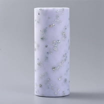 1 Roll Glitter Sequin Deco Mesh Ribbons Tulle Fabric Tulle Roll Spool Fabric for Skirt Making Star Pattern White 6 inch(15cm) About 25yards/roll(22.86m) for diy