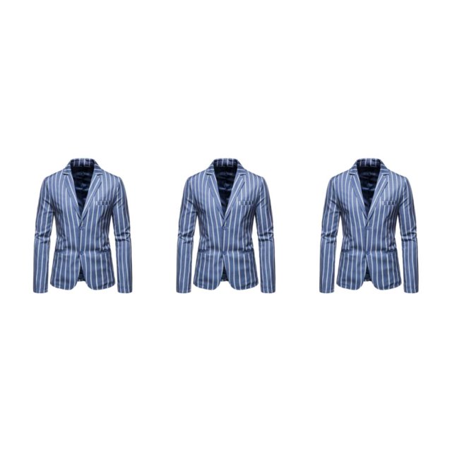 Baohd Slim Fit Two Buttons Suit Jacket Modern Stylish And Professional Polyester Two Buttons Suit Jackets Suit Coats blue M 3Set