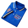 thumbnail image 5 of Men's USA 250th Anniversary Patriotic Polo Shirt, American Flag Print Short Sleeve Collared Top, Casual Loose Fit Independence Day Commemorative Shirt for Daily Wear(Blue3,S), 5 of 5