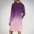 thumbnail image 4 of Annhoo Mini Dresses for Women Fall Casual Long Sleeve Round Neck Silt Dress Fashion Gradient Colour Dress, 4 of 7