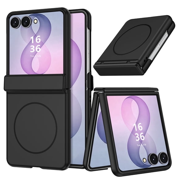 VENINGO Magnetic Case for Samsung Galaxy Z Flip8 with Screen Protector, Hinge Protection, Shockproof Scratch Resistant Slim Phone Case for Samsung Z Flip8, Black