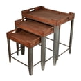 thumbnail image 3 of Set Of 3 Wood Top Nesting Table With Side Handles And Galvanized Metal Base, 3 of 5