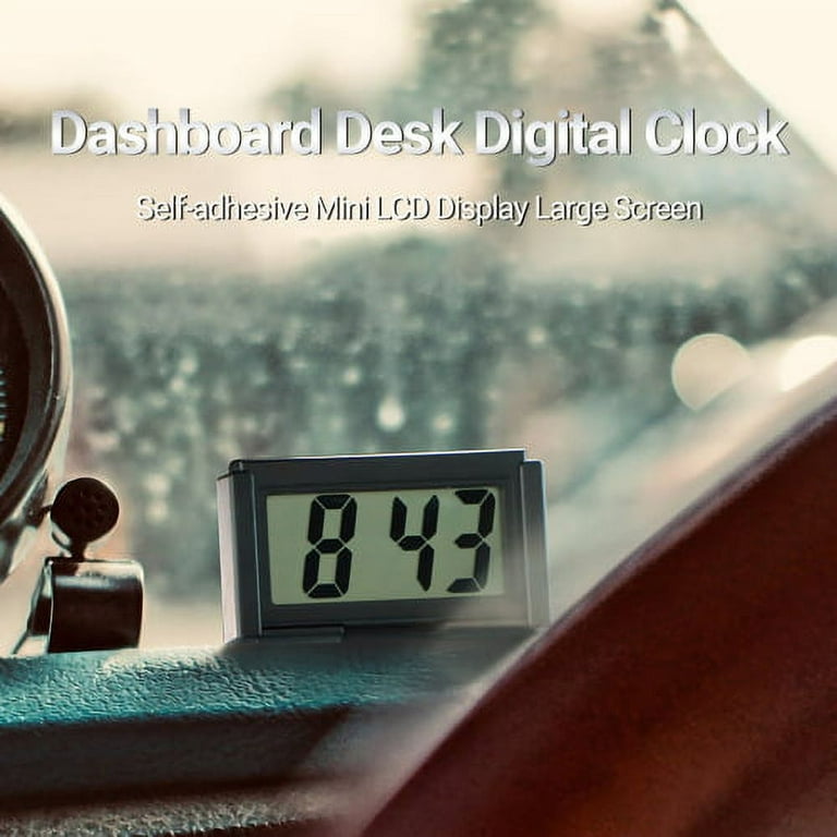 Mini Car Clock Car Dashboard Clock Auto Car Truck Dashboard Time Vehicle  Electronic Digital Clock Self-adhesive Bracket Digital Clock Black