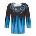 thumbnail image 3 of Blusas para las Mujeres Casual, 3/4 Manga Impresa Camiseta Top de Moda Hecha de Poliéster Suave Transpirable para el Uso Diario Casual de Verano, Tops de Blusa para las Mujeres, 3 of 7