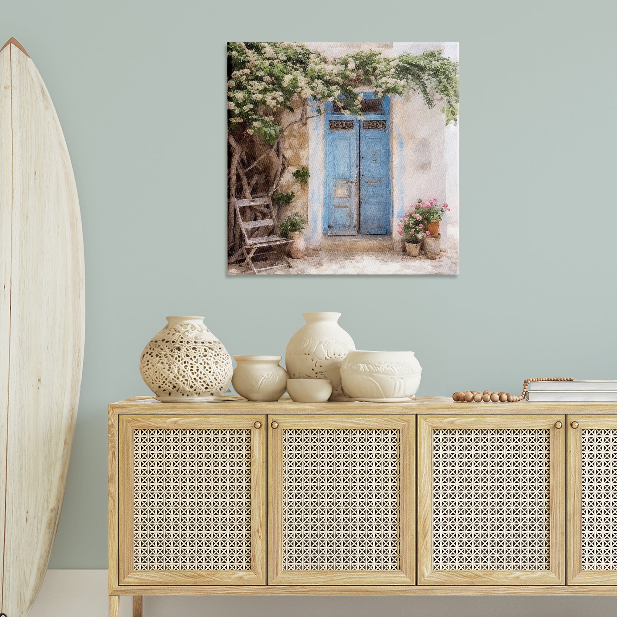 Stupell Industries Greek Doorway with Tree Town & City Painting Gallery Wrapped Canvas Art Print Wall Art, 36 x 36