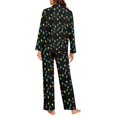 thumbnail image 3 of SCRAWLGOD Christmas Lights Pjs Women Long Sleeve Button Pajamas for Women Sleepwear V Neck 2 Set Pjs Fall Size L Breathable Jogger Pajama Set for Women, 3 of 7