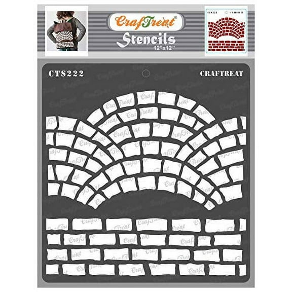 CrafTreat Fancy Bricks Stencil for Painting and Crafting - 12"x12"