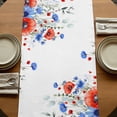 thumbnail image 5 of Red Blue Flowers Table Runner, Spring Floral Elegant Pastoral Watercolor Cotton Linen Table Runners 120 Inches Long, Dresser Scarf Runner for Dining/Living Room/Kitchen/Square Tables 13''x120'', 5 of 9