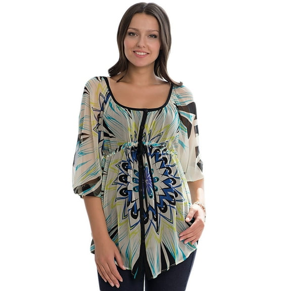 OLIAN Maternity Women's Floral Print Silk Peasant Top X-Small Pastel