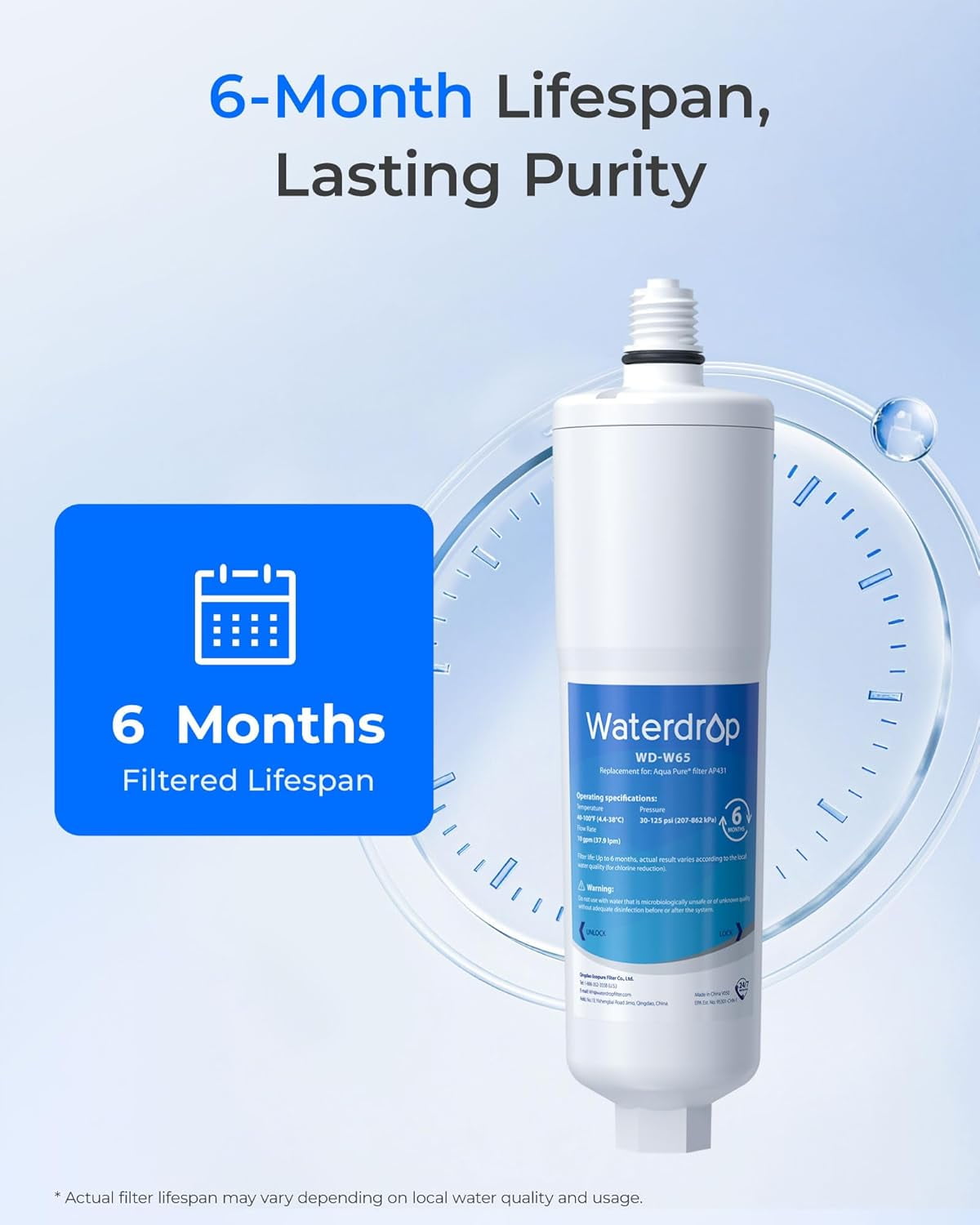 Waterdrop AP431 Replacement for Aqua-Pure AP431 Hot Water Scale Inhibitor for AP430SS, Prevent Scale Accumulation and Protect Water Heaters, Pack of 3