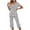 Gray, variant on Relaxed Pajams Set 2 Piece V-neck Top with Floral Prints, 7Inch Mid-Calf Capris (Elastic Waist & Pockets) - Stylish & Comfy Sleepwear