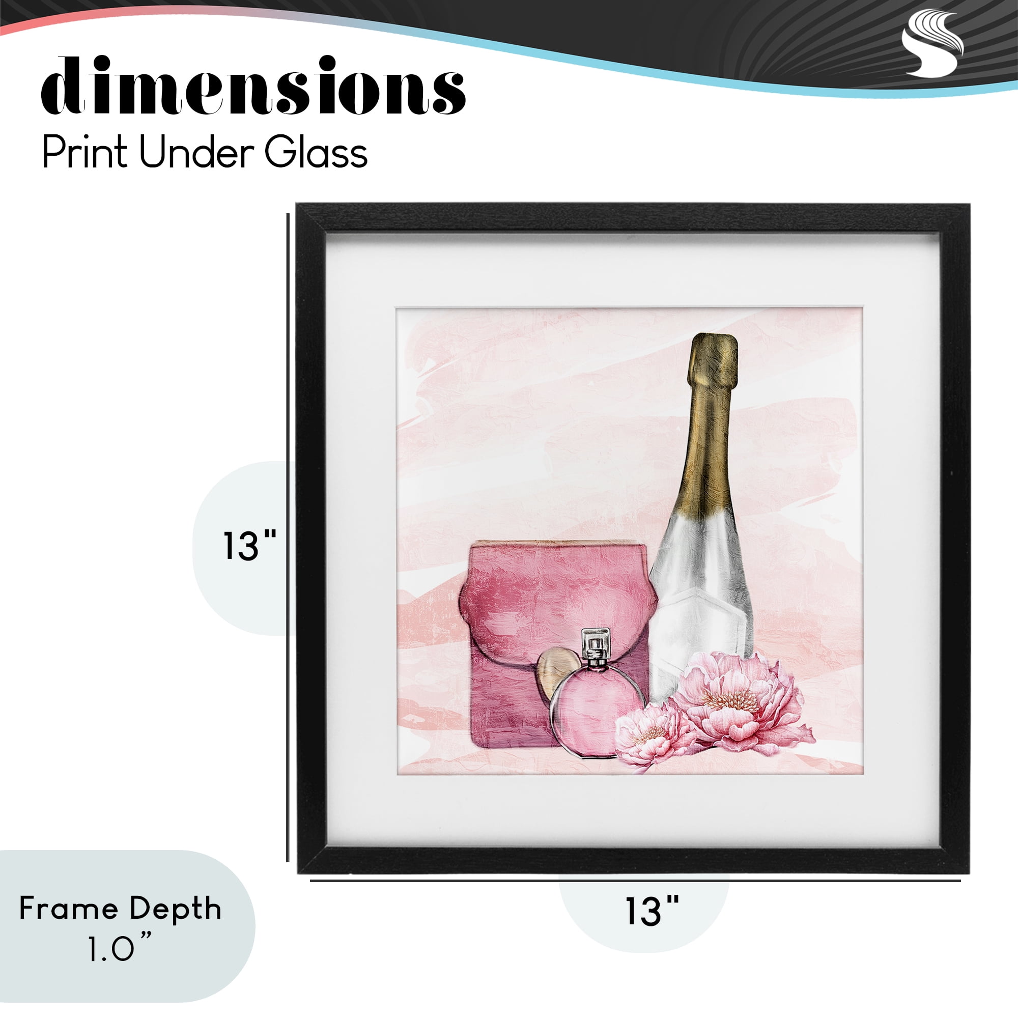 Stupell Industries Glam Time Champagne Black Framed Print Under Glass, design by Kim Allen