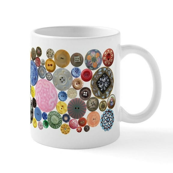 CafePress - Button Mugs Mug - 11 oz Ceramic Mug - Novelty Coffee Tea Cup
