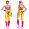 thumbnail image 3 of Conjunto de 6 leggings para adultos de los años 80 y 90, disfraz retro para Halloween, ropa deportiva, diadema, trajes para mujer, traje de carnaval, 3 of 5