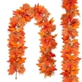 thumbnail image 6 of Fall Maple Leaf Garland, 5.7 Ft Artificial Autumn Hanging Vine for Thanksgiving Halloween Staircase Porch Decor, Indoor Outdoor, 6 of 9
