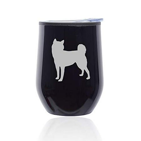 

Stemless Wine Tumbler Coffee Travel Mug Glass With Lid Shiba Inu (Midnight Black)