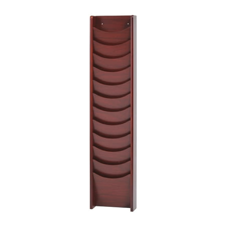 Literature Rack - Solid Oak 12-Pocket Literature Display Rack in Mahogany