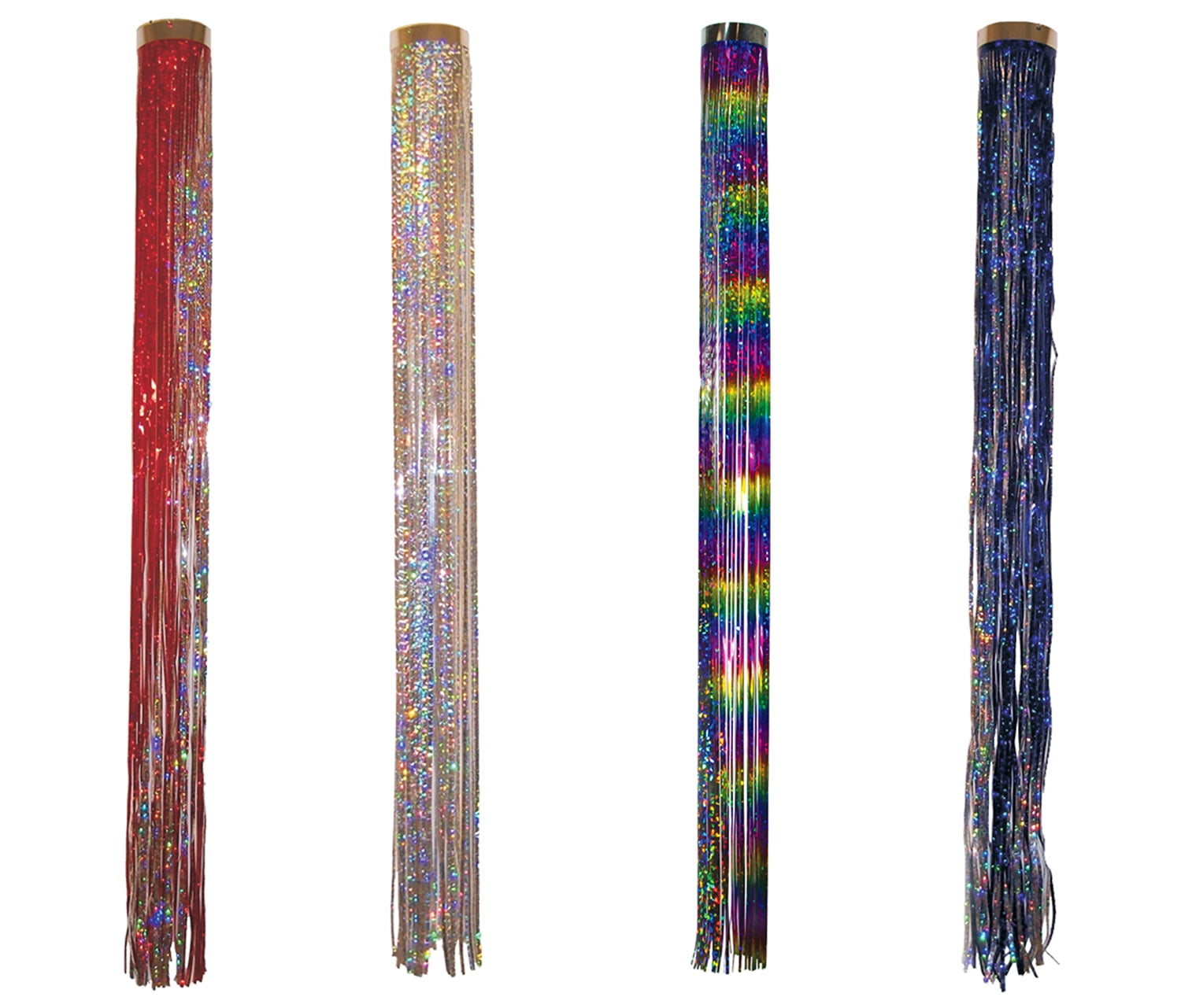 Mylar Garden Spinner Red Holographic Windsock, Silver Holographic