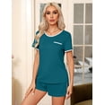 thumbnail image 4 of Ekouaer Pajama Set for Women 2 Piece Lounge Set Short Sleeve Tops and Shorts Soft Sleepwear, 4 of 7