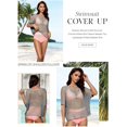 thumbnail image 3 of Womens Summer Scoop Neck Short Sleeve Sweater Casual Crochet Hollow Out Knit Tops Pullover Shirts Beach Coverup Knit Tops, 3 of 3