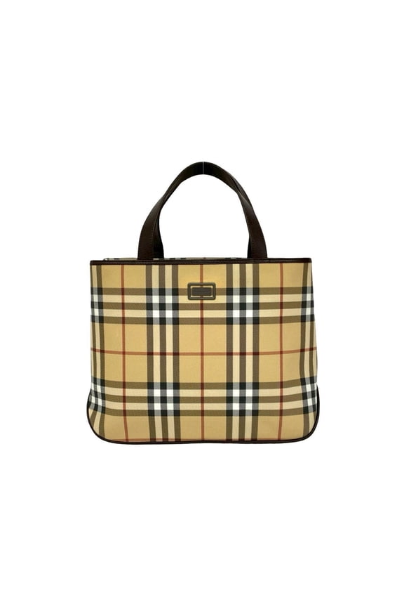 Pre-Owned BURBERRY Nova Check Leather Handbag Mini Tote Bag Beige Brown 63862