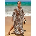 thumbnail image 2 of ZHAOCHENG EDOLYNSA Vestidos caftán de talla grande para mujer Trajes de baño estampados Bata caftán de playa Ropa de estar por casa maxi, 2 of 4