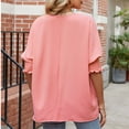 thumbnail image 5 of Womens Tops Women's Summer Casual And Loose Solid Color Round Neck T-shirt With Haif Sleeve Casual Top, 5 of 7